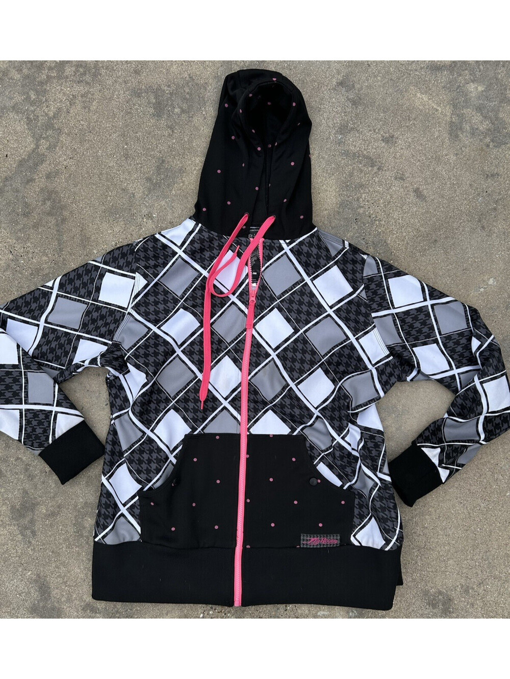 Fly Racing Kinetic Center Jersey Hot Pink Checkered Flag Black White Size Xl